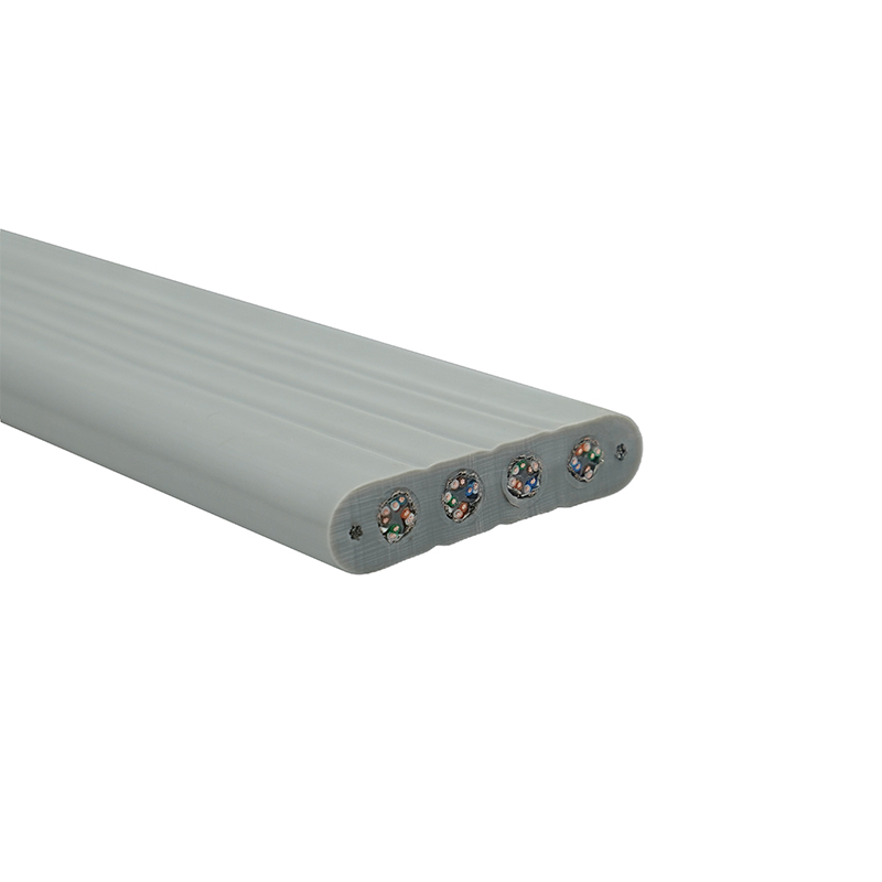 Câble plat d'ascenseur avec fil d'acier et 4 câbles de raccordement Cat6